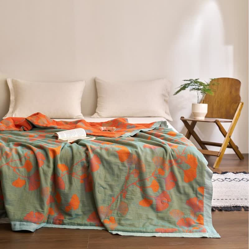 Ginkgo Leaf Double Layer Gauze Cotton Quilt - image 1