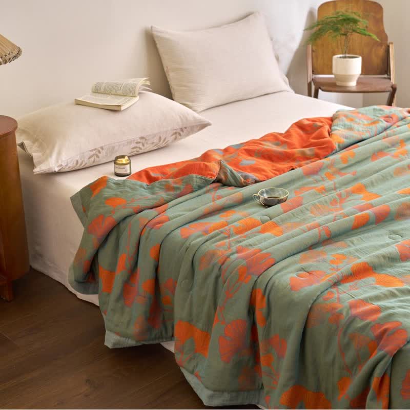 Ginkgo Leaf Double Layer Gauze Cotton Quilt - image 3