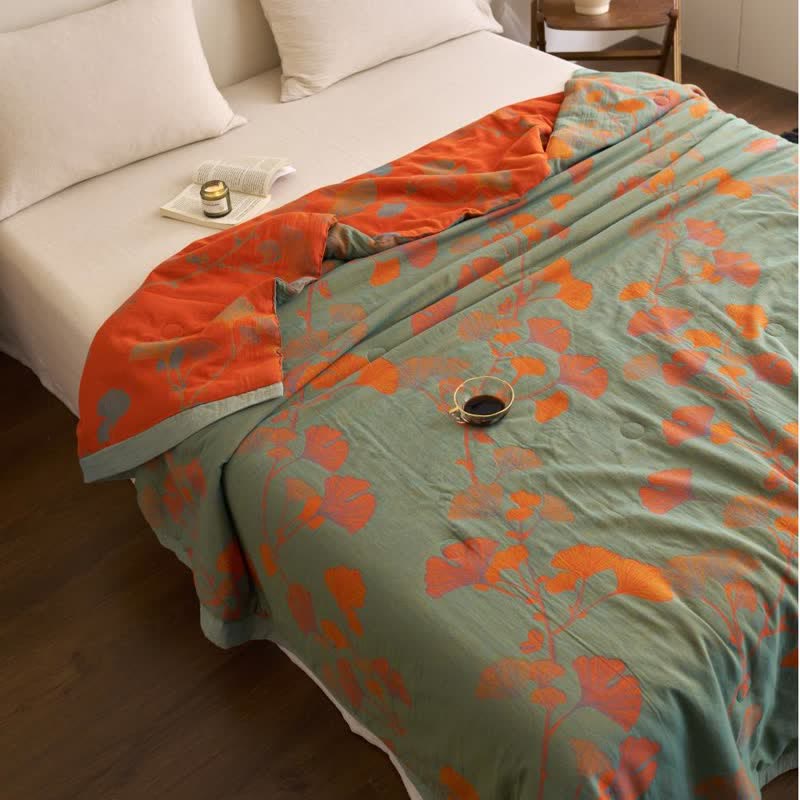 Ginkgo Leaf Double Layer Gauze Cotton Quilt - image 2