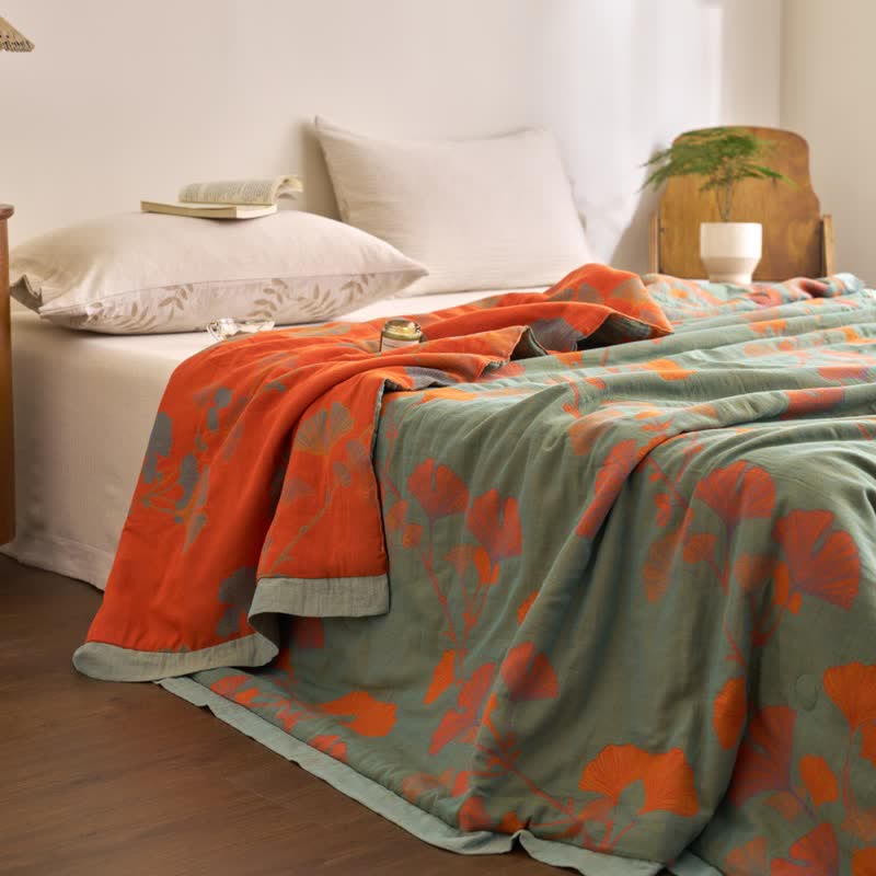 Ginkgo Leaf Double Layer Gauze Cotton Quilt - image 5