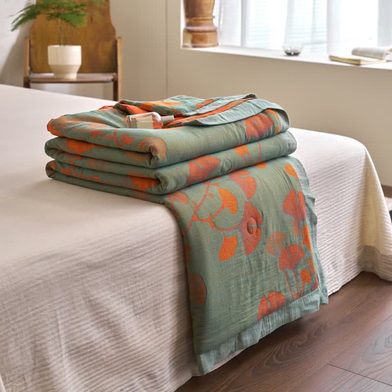 Ginkgo Leaf Double Layer Gauze Cotton Quilt - image 7