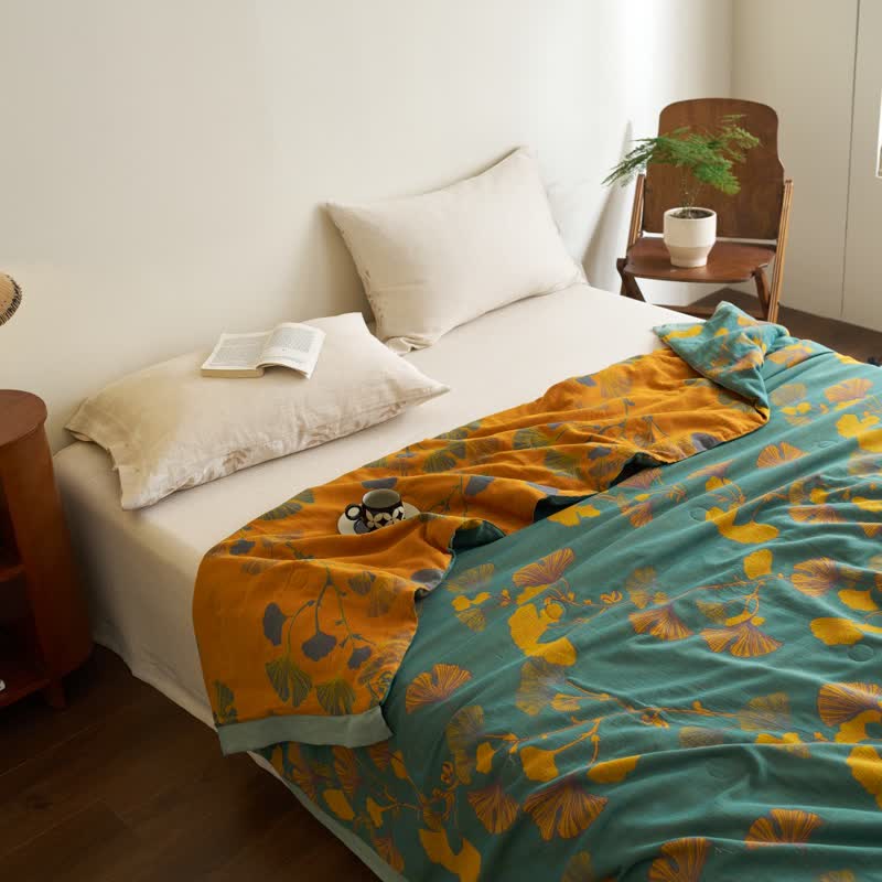 Ginkgo Leaf Double Layer Gauze Cotton Quilt - image 13