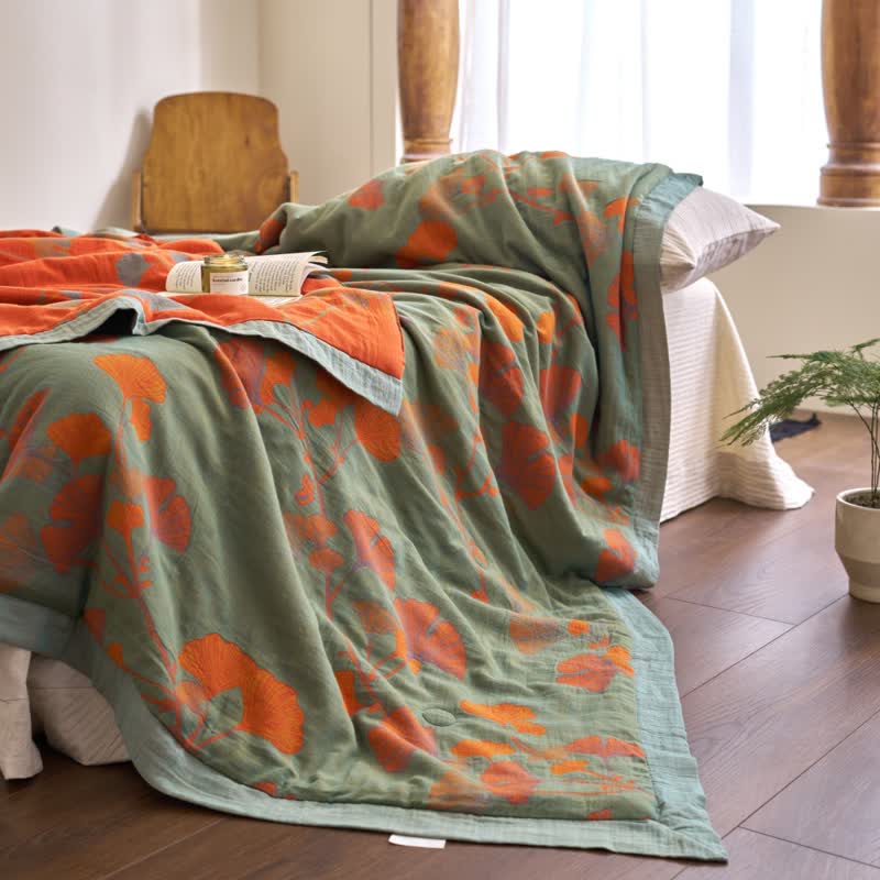 Ginkgo Leaf Double Layer Gauze Cotton Quilt - image 6