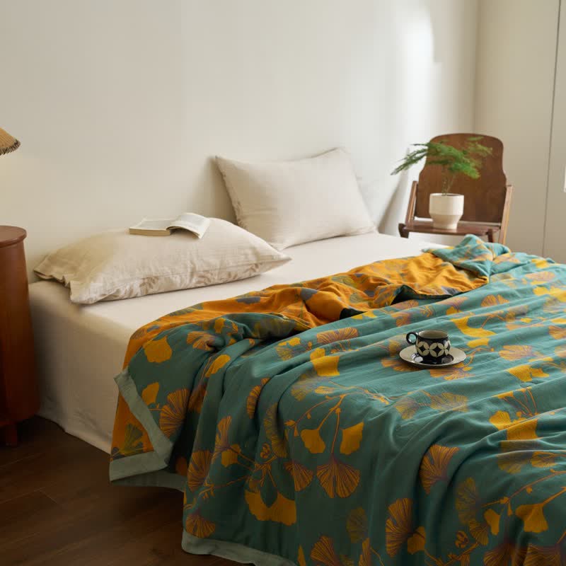 Ginkgo Leaf Double Layer Gauze Cotton Quilt - image 12