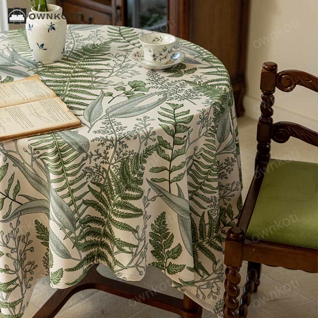 French Retro Plant Print Tablecloth