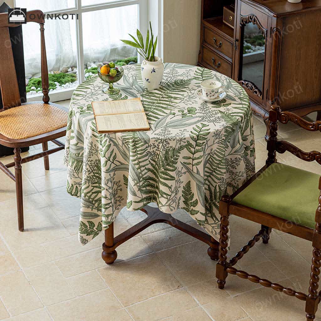 French Retro Plant Print Tablecloth