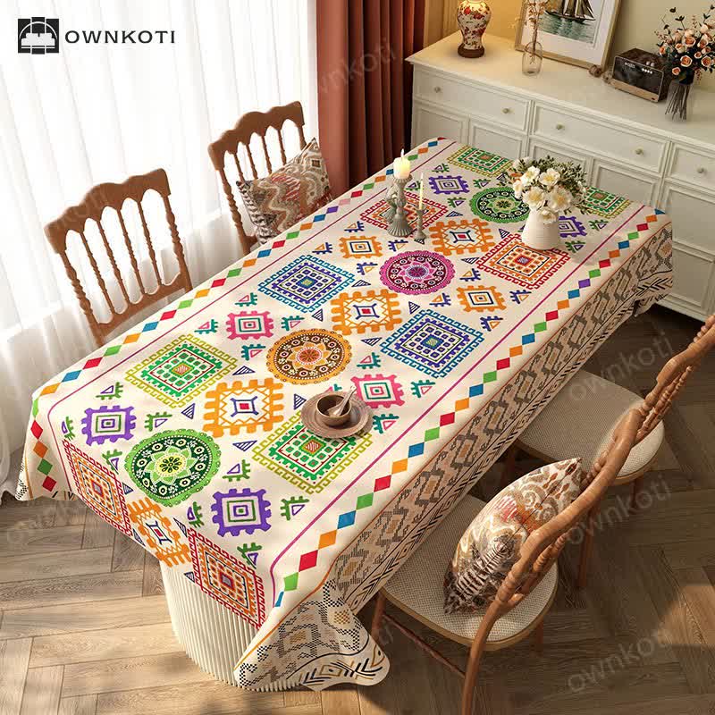 Bohemian Geometric Pattern Waterproof Tablecloth