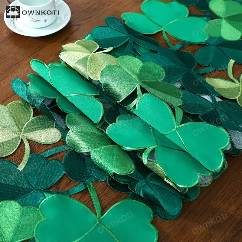 Embroidered Hollow Shamrock Table Runner