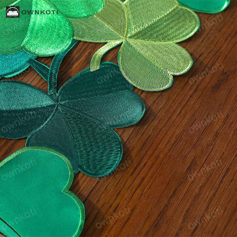 Embroidered Hollow Shamrock Table Runner