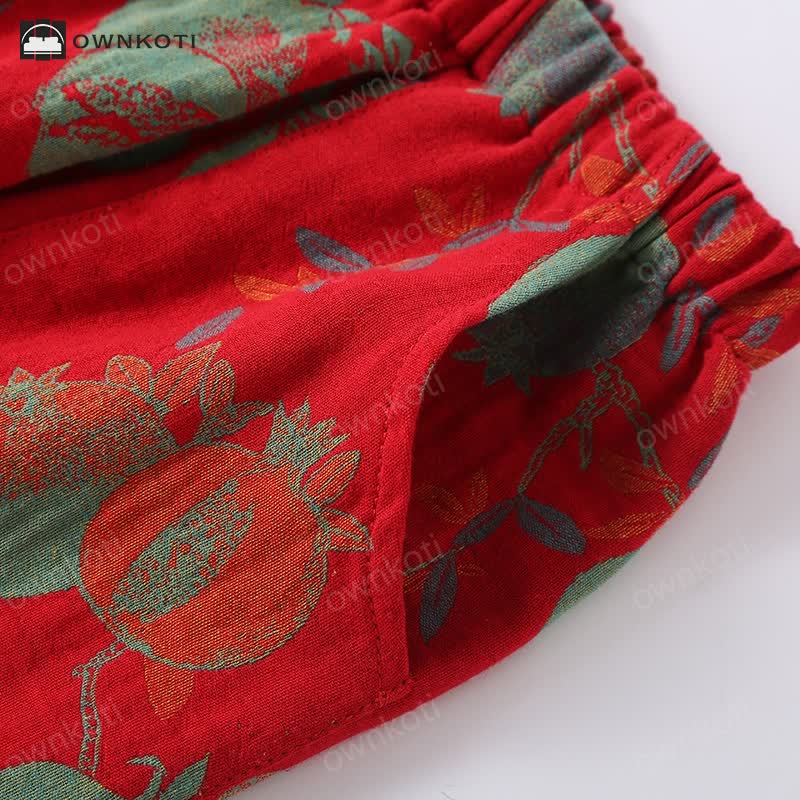 Jacquard Pomegranate Cotton Gauze Nightwear Set