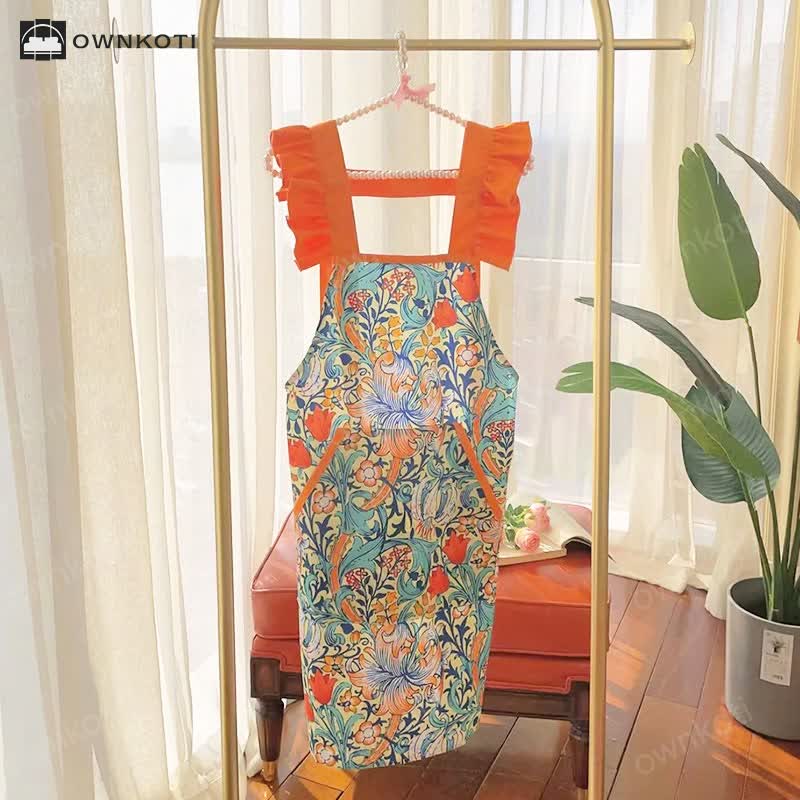 Retro Floral Waterproof Oil-proof Apron