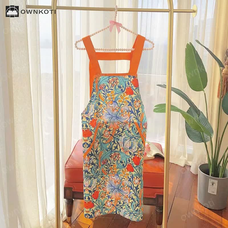 Retro Floral Waterproof Oil-proof Apron