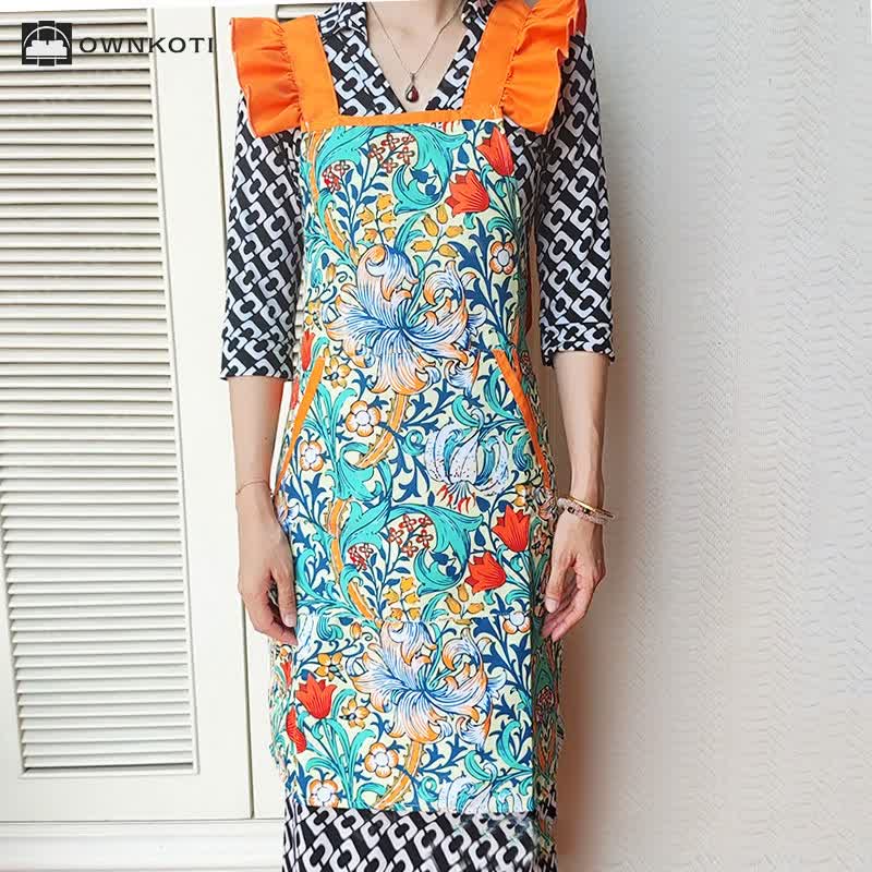 Retro Floral Waterproof Oil-proof Apron