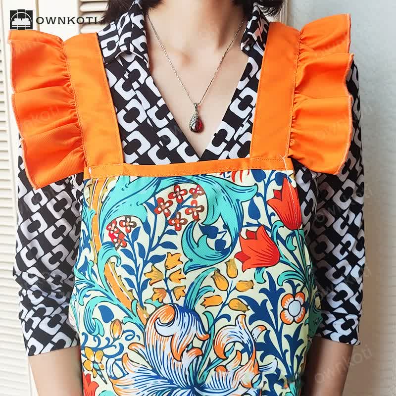 Retro Floral Waterproof Oil-proof Apron