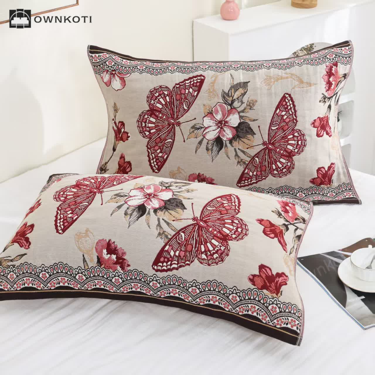 Butterfly Floral Cotton Gauze Reversible Quilt