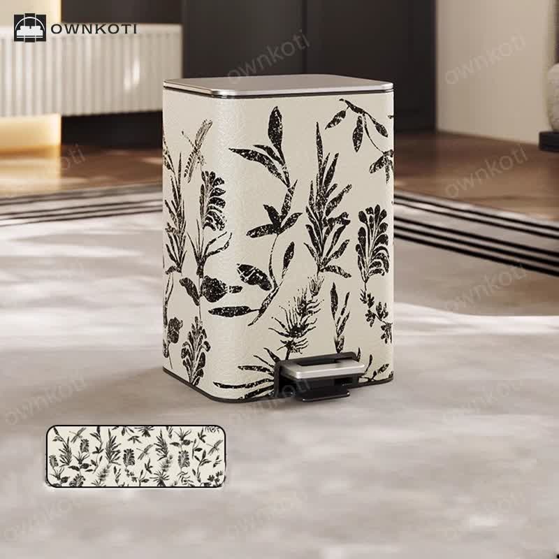 Elegant Pastoral Leather Durable Trash Can