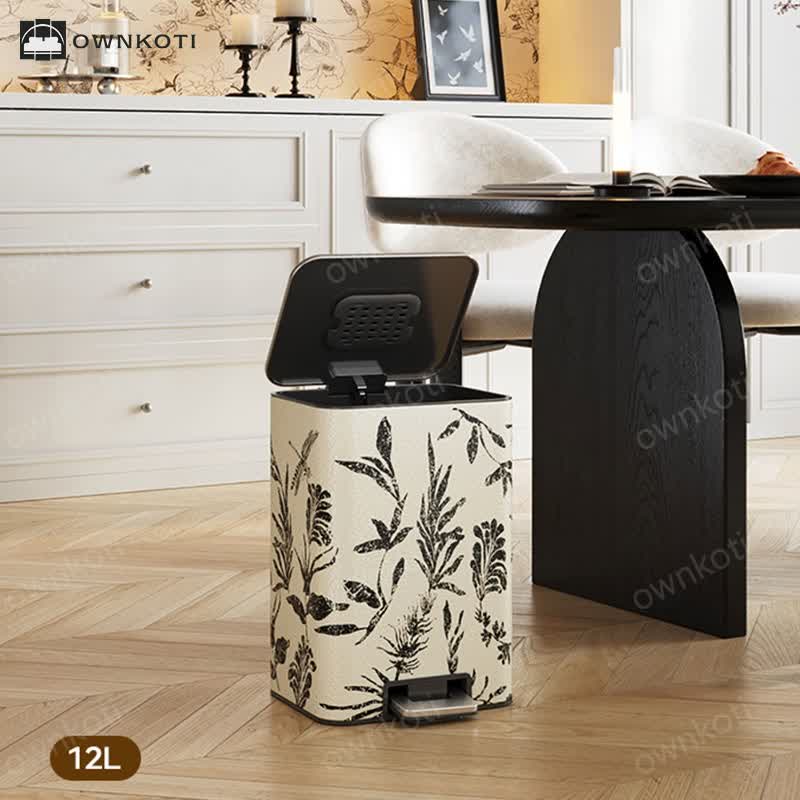 Elegant Pastoral Leather Durable Trash Can