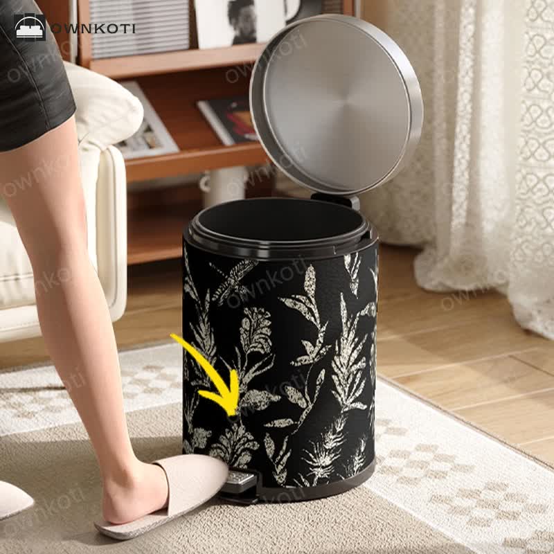 Elegant Pastoral Leather Durable Trash Can
