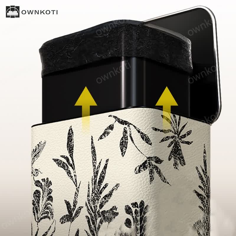 Elegant Pastoral Leather Durable Trash Can