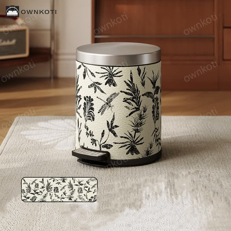 Elegant Pastoral Leather Durable Trash Can