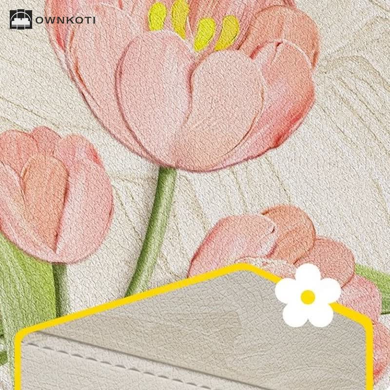 Double Layer Floral Leather Trash Bin