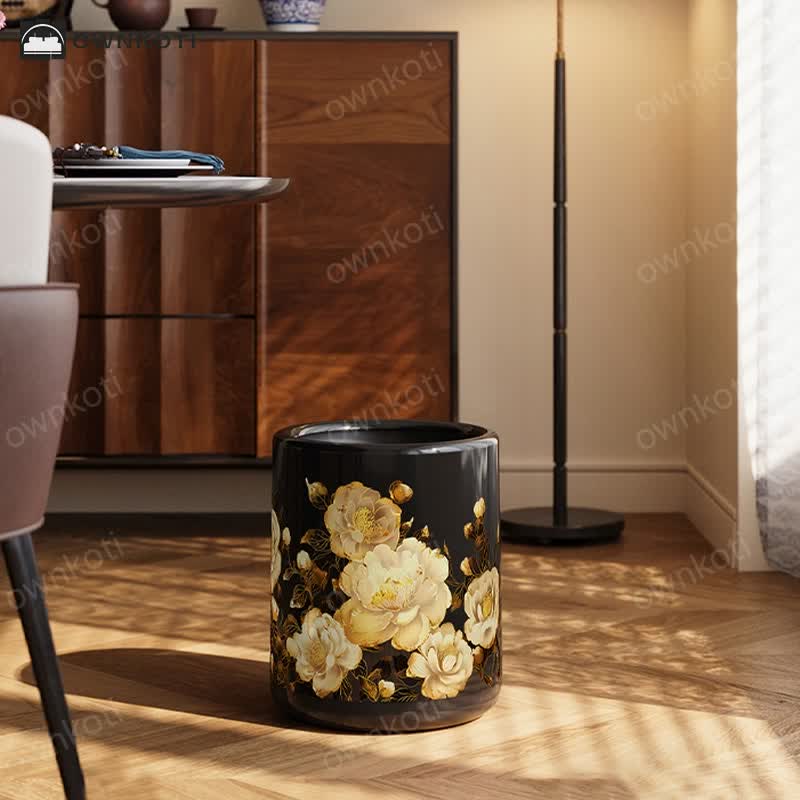 Double Layer Blooming Flower Durable Trash Can