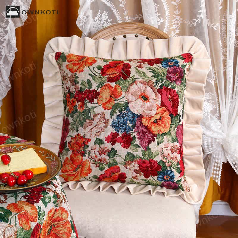 Retro Pastoral Style Floral Pillow Cushion