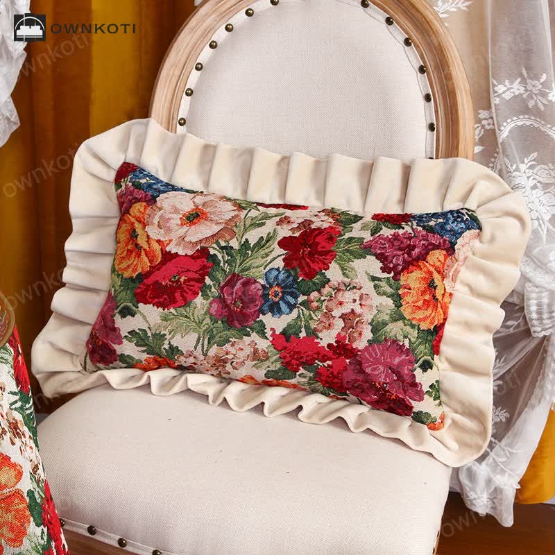 Retro Pastoral Style Floral Pillow Cushion