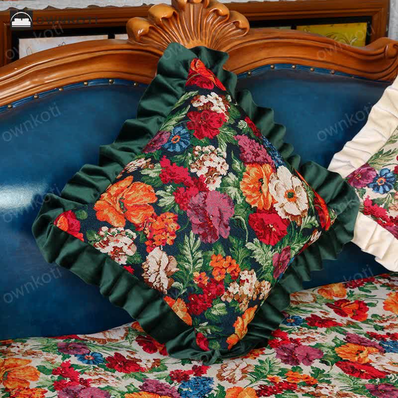 Retro Pastoral Style Floral Pillow Cushion