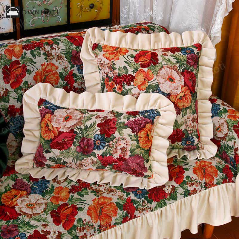 Retro Pastoral Style Floral Pillow Cushion