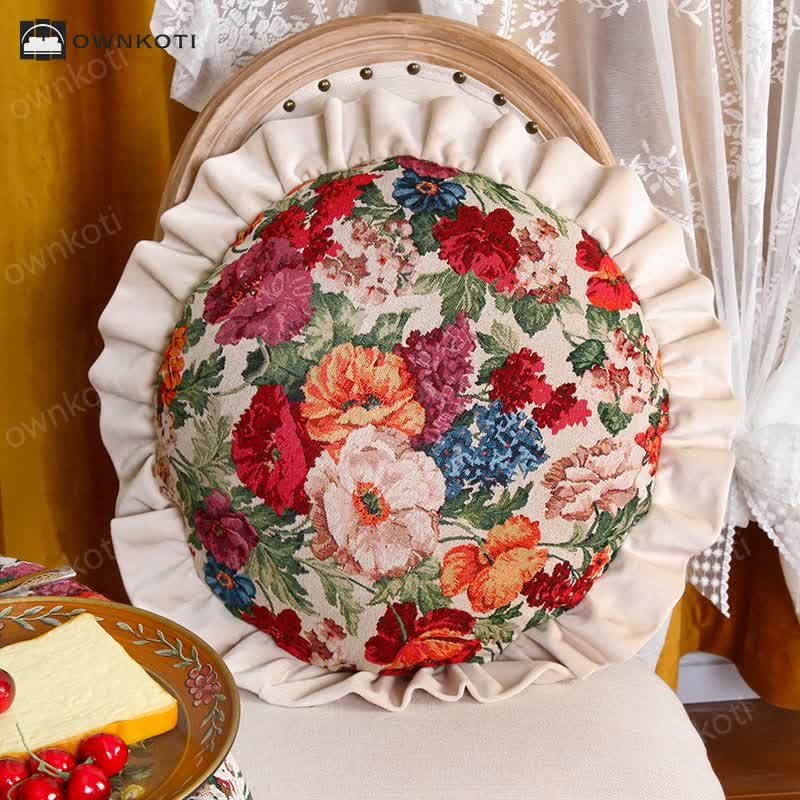 Retro Pastoral Style Floral Pillow Cushion