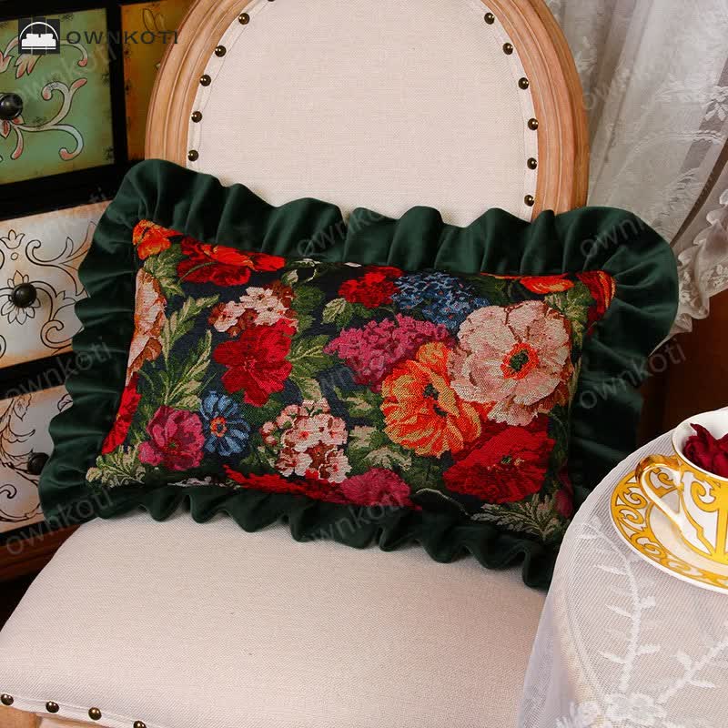 Retro Pastoral Style Floral Pillow Cushion