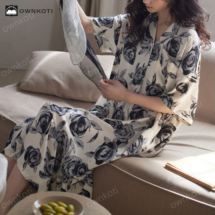 Satin Vintage Rose Long Nightdress