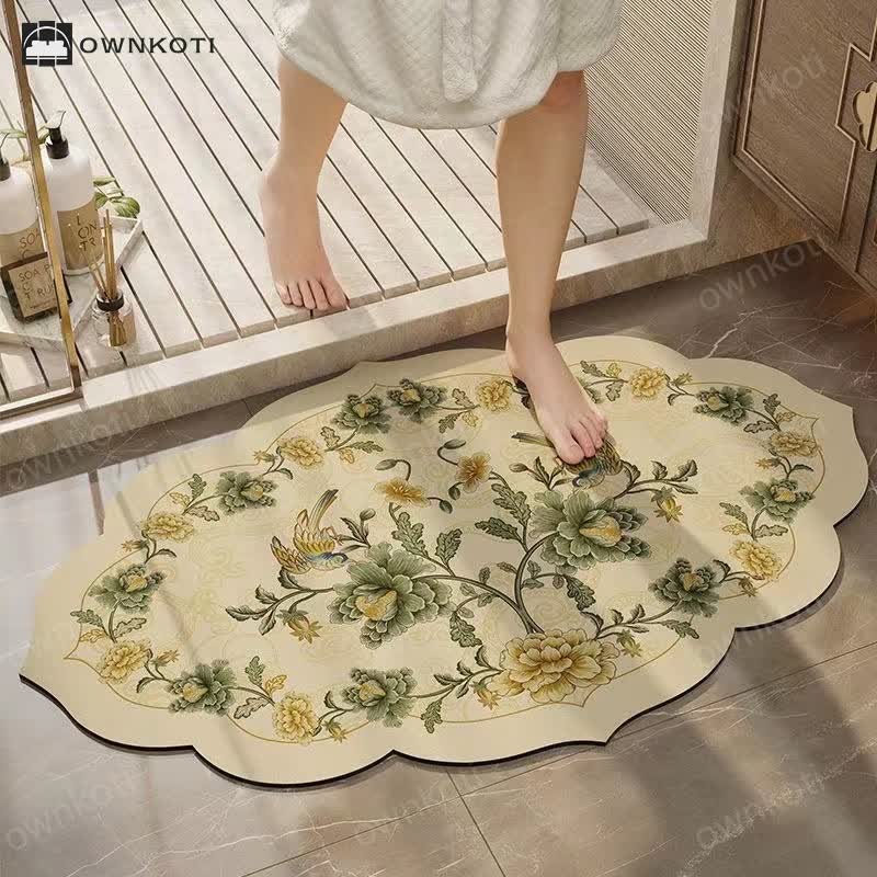 Pastoral Style Floral Anti-slip Diatom Mud Bath Mat