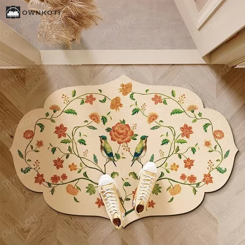 Pastoral Style Floral Anti-slip Diatom Mud Bath Mat