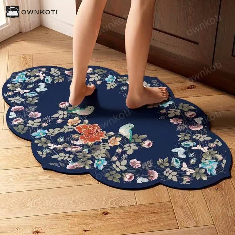 Pastoral Style Floral Anti-slip Diatom Mud Bath Mat