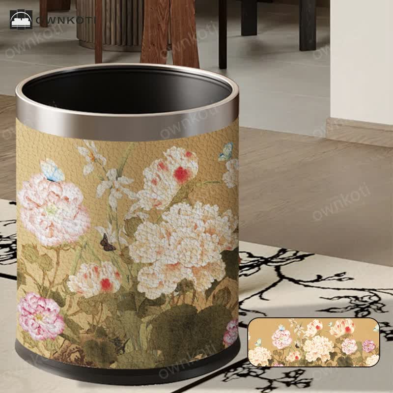 Vintage Floral Large Capacity Trash Bin