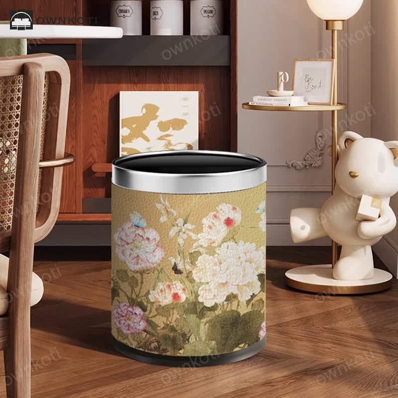 Vintage Floral Large Capacity Trash Bin