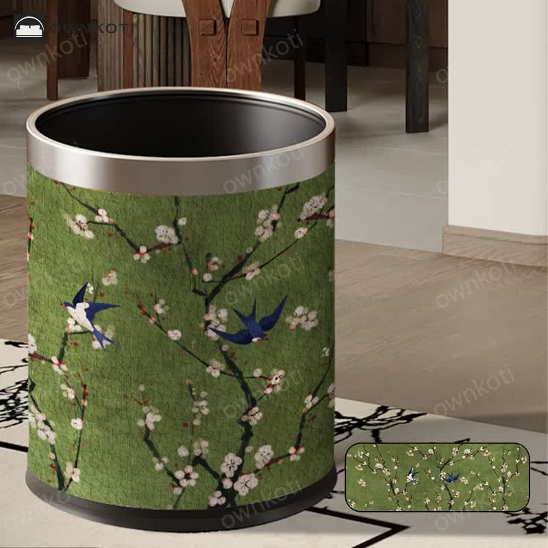 Vintage Floral Large Capacity Trash Bin