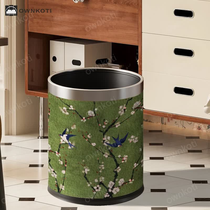 Vintage Floral Large Capacity Trash Bin