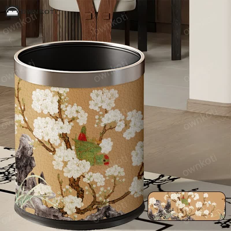 Vintage Floral Large Capacity Trash Bin