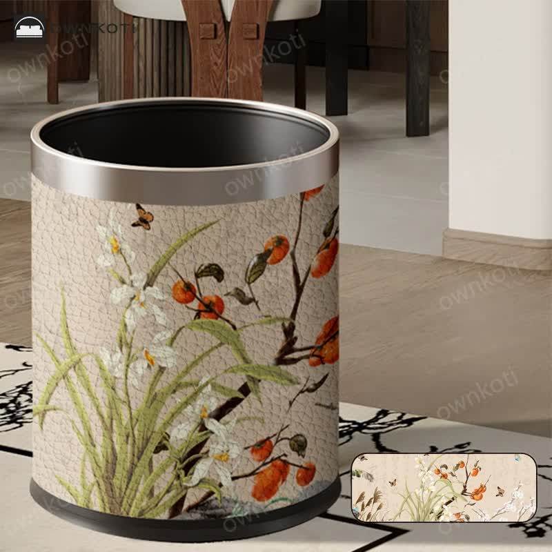 Vintage Floral Large Capacity Trash Bin