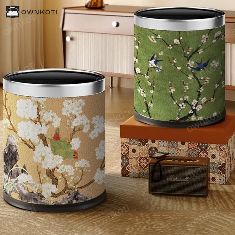 Vintage Floral Large Capacity Trash Bin