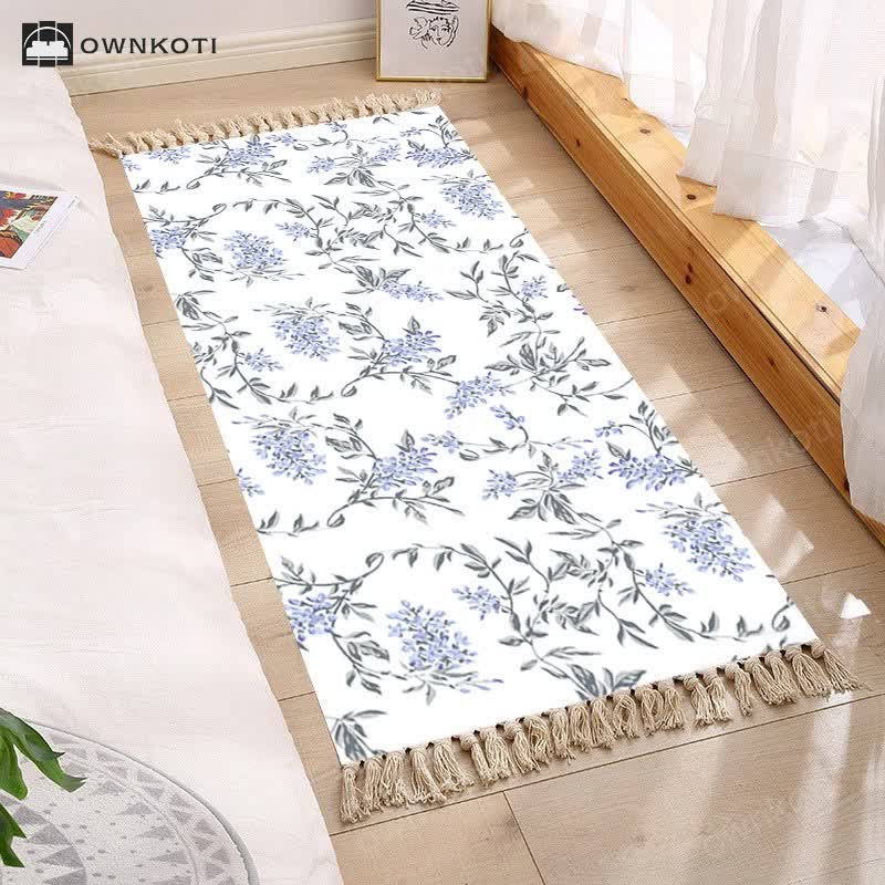Fresh Pastoral Style Floral Tassel Floor Mat