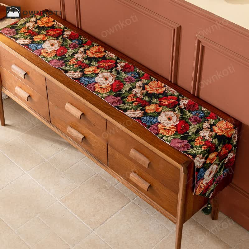 French Pastoral Style Floral Table Runner