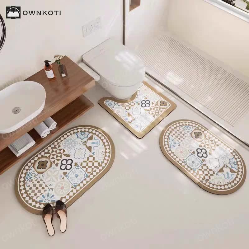 Elegant Floral Diatom Mud Absorbent Anti-slip Bath Mat