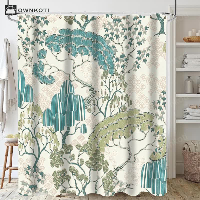 Plant Leaves Waterproof Shower Curtain