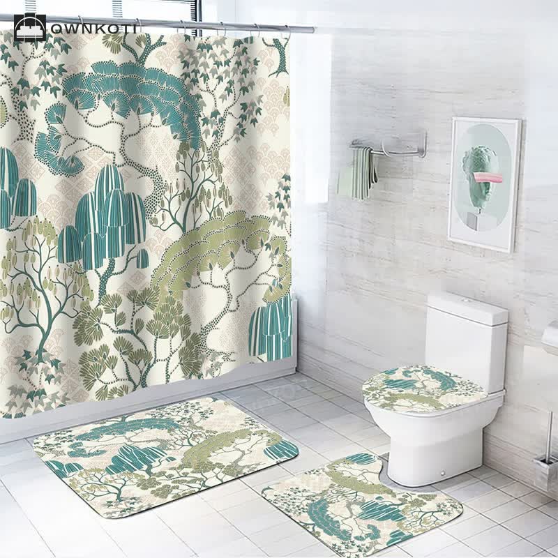 Plant Leaves Waterproof Shower Curtain