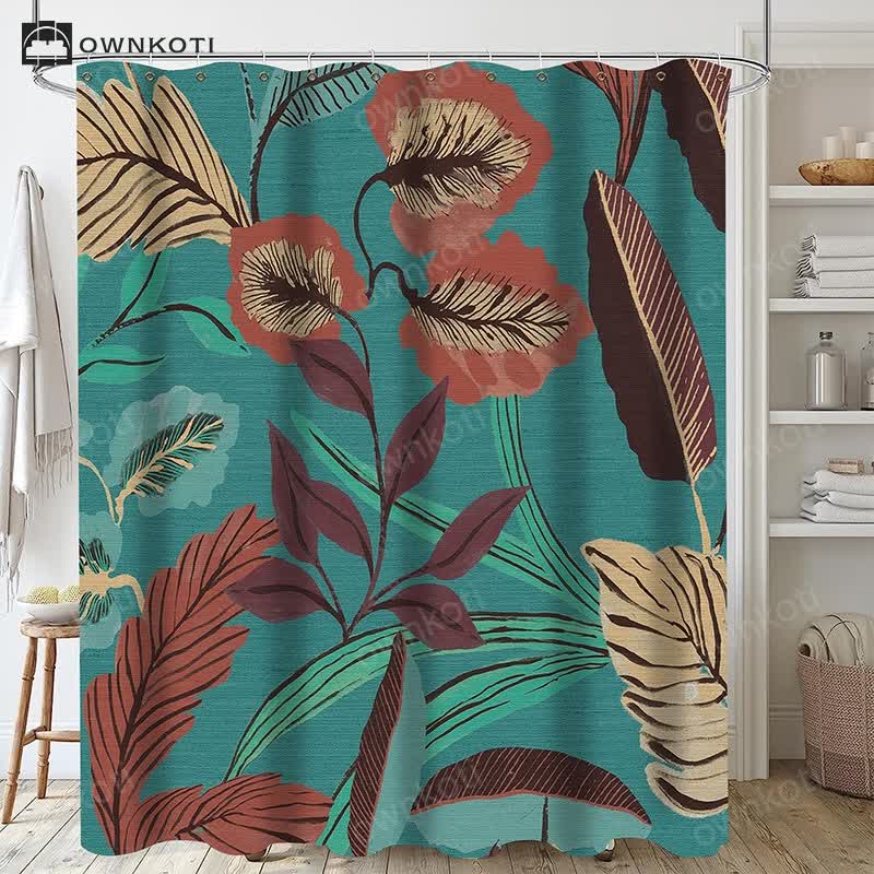 Plant Leaves Waterproof Shower Curtain