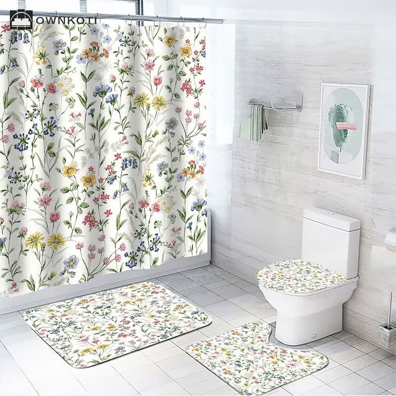 Plant Leaves Waterproof Shower Curtain